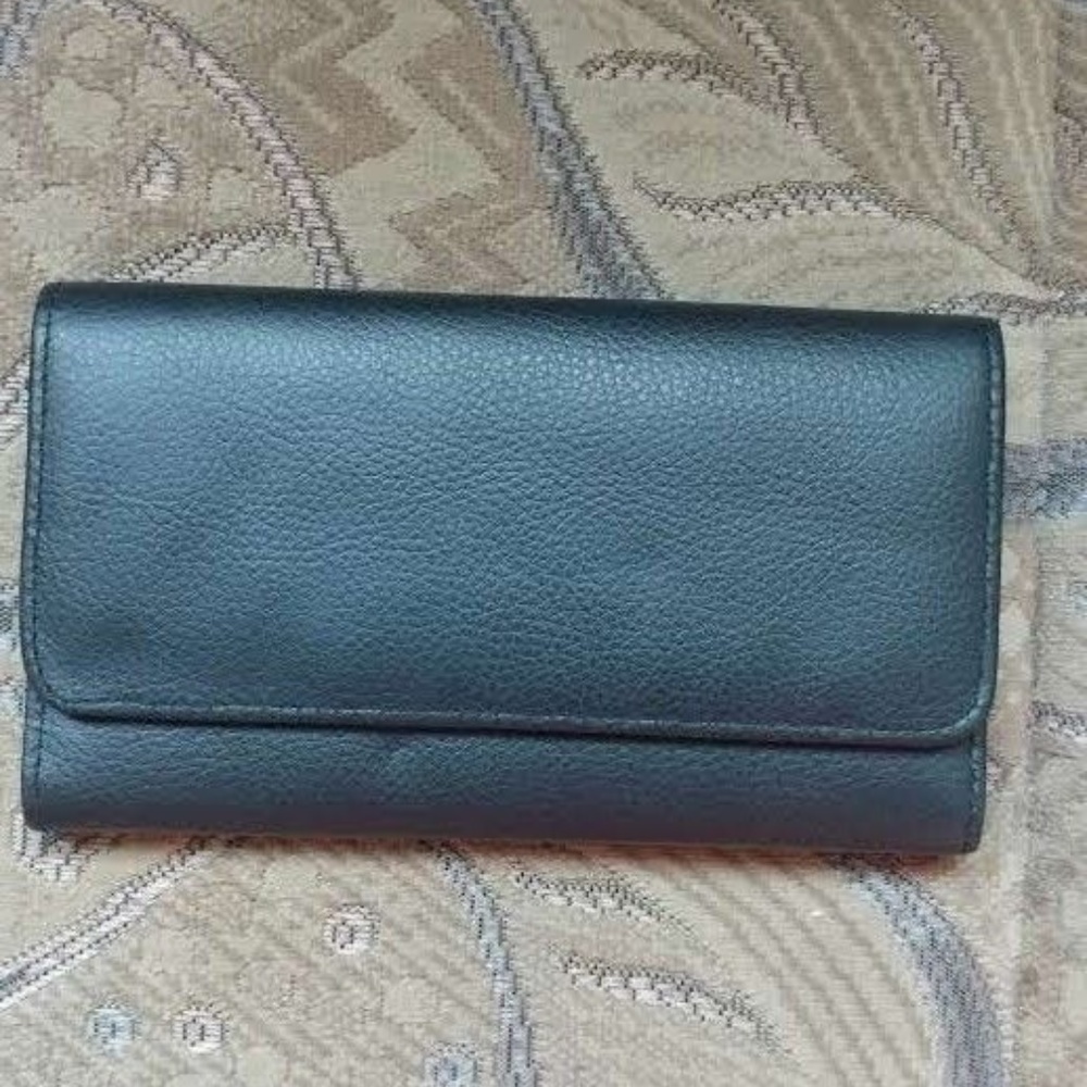 NEW BLACK LEATHER MANY POCKET WALLET